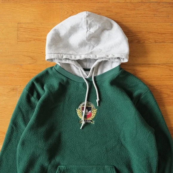 Adidas Originals Collegiate Crest Hoodie in Collegiate Green Fleece Mens M Sport - Picture 2 of 8